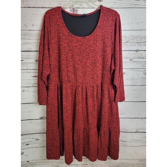 Torrid Red Mini Brushed Rib Tiered Long Sleeve Skater Dress Women's Plus Size 4 - Picture 1 of 16